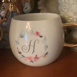 Fringe Studio Monogram Initial H Porcelain Cup